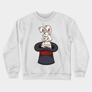 Evil White Bunny In Magician Hat Crewneck Sweatshirt